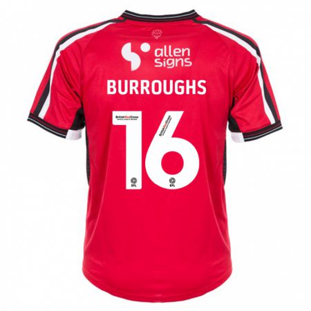 Kandiny Uomo Maglia Jack Burroughs #16 Rosso Kit Gara Home 2023/24 Maglietta