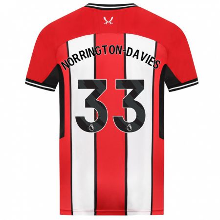 Kandiny Hombre Camiseta Rhys Norrington-Davies #33 Rojo 1ª Equipación 2023/24 La Camisa