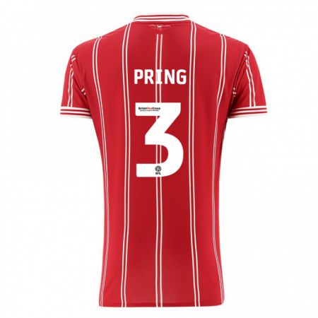 Kandiny Uomo Maglia Cameron Pring #3 Rosso Kit Gara Home 2023/24 Maglietta