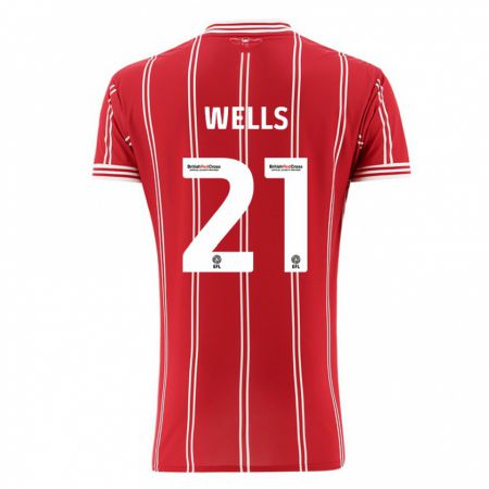 Kandiny Męski Nahki Wells #21 Czerwony Domowa Koszulka 2023/24 Koszulki Klubowe