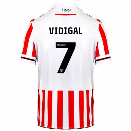 Kandiny Hombre Camiseta André Vidigal #7 Rojo Blanco 1ª Equipación 2023/24 La Camisa