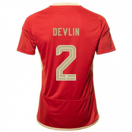 Kandiny Hombre Camiseta Nicky Devlin #2 Rojo 1ª Equipación 2023/24 La Camisa