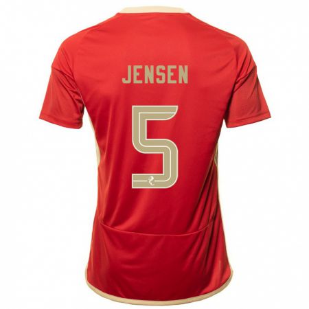 Kandiny Uomo Maglia Richard Jensen #5 Rosso Kit Gara Home 2023/24 Maglietta