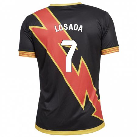 Kandiny Hombre Camiseta Juan Losada #7 Negro 2ª Equipación 2023/24 La Camisa