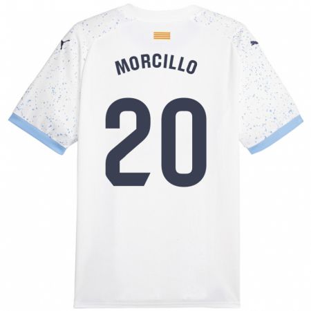 Kandiny Uomo Maglia Luis Morcillo #20 Bianco Kit Gara Away 2023/24 Maglietta