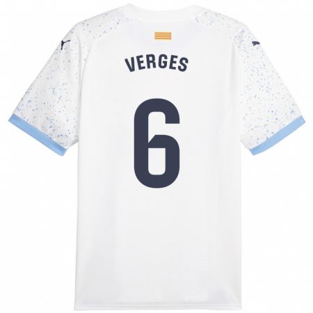 Kandiny Uomo Maglia Mar Vergés #6 Bianco Kit Gara Away 2023/24 Maglietta