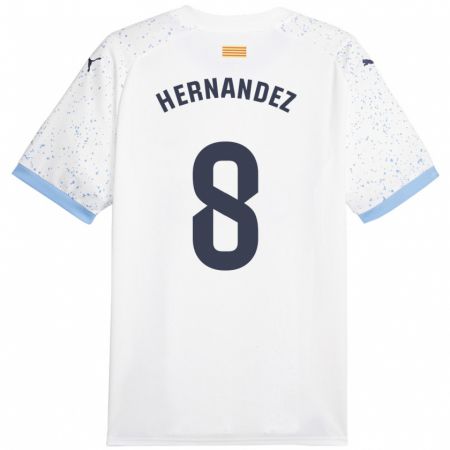 Kandiny Uomo Maglia Sofia Hernández #8 Bianco Kit Gara Away 2023/24 Maglietta