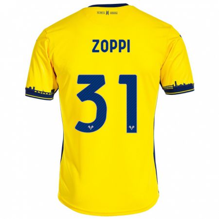 Kandiny Uomo Maglia Sofia Zoppi #31 Giallo Kit Gara Away 2023/24 Maglietta