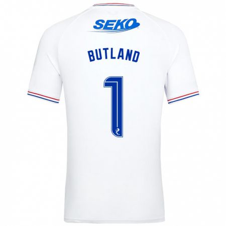 Kandiny Uomo Maglia Jack Butland #1 Bianco Kit Gara Away 2023/24 Maglietta