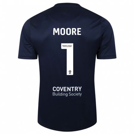 Kandiny Hombre Camiseta Simon Moore #1 Rojo Azul Marino 2ª Equipación 2023/24 La Camisa