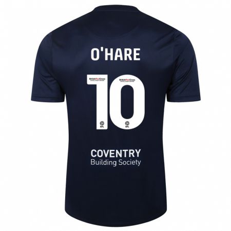 Kandiny Hombre Camiseta Callum O'hare #10 Rojo Azul Marino 2ª Equipación 2023/24 La Camisa