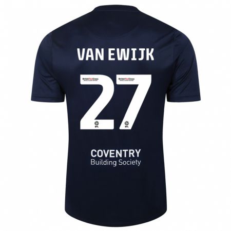 Kandiny Heren Milan Van Ewijk #27 Rode Marine Uitshirt Uittenue 2023/24 T-Shirt België