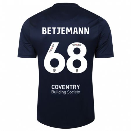 Kandiny Uomo Maglia Elliot Betjemann #68 Marina Rossa Kit Gara Away 2023/24 Maglietta