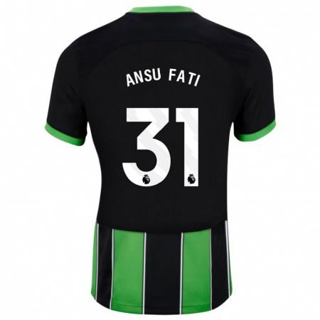 Kandiny Uomo Maglia Ansu Fati #31 Nero Verde Kit Gara Away 2023/24 Maglietta