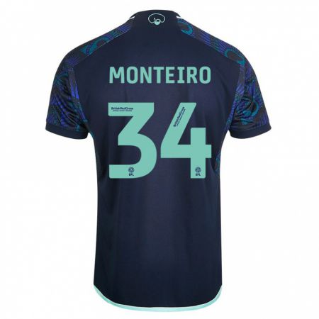 Kandiny Uomo Maglia Diogo Monteiro #34 Blu Kit Gara Away 2023/24 Maglietta