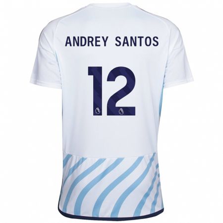 Kandiny Uomo Maglia Andrey Santos #12 Bianco Blu Kit Gara Away 2023/24 Maglietta