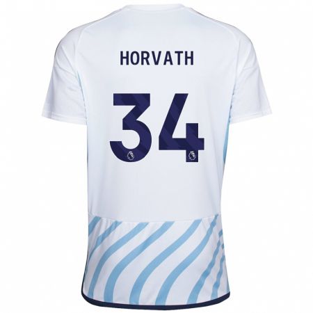 Kandiny Uomo Maglia Ethan Horvath #34 Bianco Blu Kit Gara Away 2023/24 Maglietta