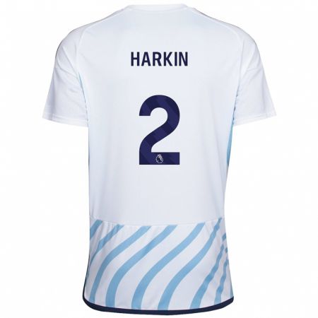 Kandiny Uomo Maglia Lyndsey Harkin #2 Bianco Blu Kit Gara Away 2023/24 Maglietta