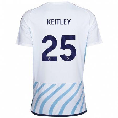 Kandiny Uomo Maglia Alice Keitley #25 Bianco Blu Kit Gara Away 2023/24 Maglietta