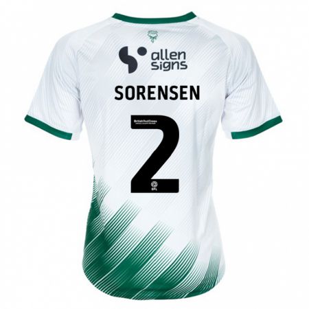 Kandiny Uomo Maglia Lasse Sörensen #2 Bianco Kit Gara Away 2023/24 Maglietta