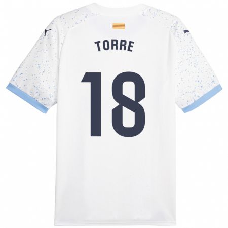 Kandiny Donna Maglia Pablo Torre #18 Bianco Kit Gara Away 2023/24 Maglietta