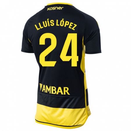 Kandiny Donna Maglia Lluís López #24 Nero Giallo Kit Gara Away 2023/24 Maglietta