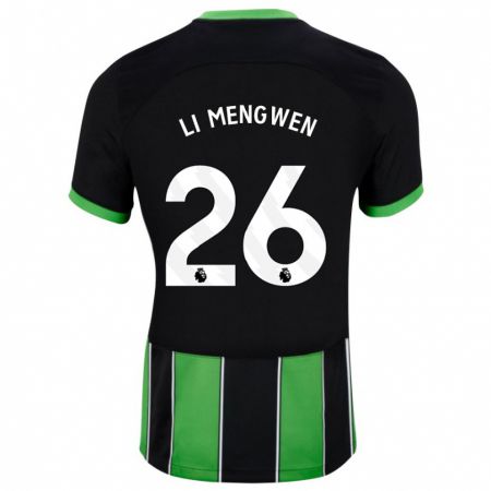 Kandiny Donna Maglia Li Mengwen #26 Nero Verde Kit Gara Away 2023/24 Maglietta