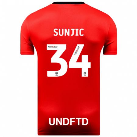 Kandiny Donna Maglia Ivan Sunjic #34 Rosso Kit Gara Away 2023/24 Maglietta