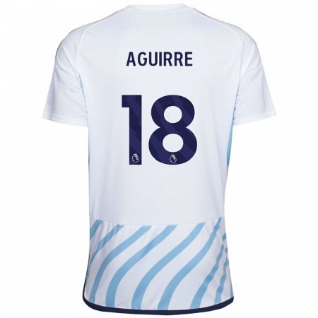 Kandiny Donna Maglia Aja Aguirre #18 Bianco Blu Kit Gara Away 2023/24 Maglietta