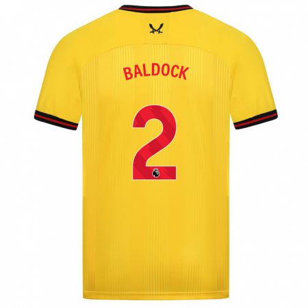 Kandiny Donna Maglia George Baldock #2 Giallo Kit Gara Away 2023/24 Maglietta