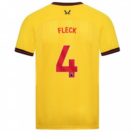 Kandiny Mujer Camiseta John Fleck #4 Amarillo 2ª Equipación 2023/24 La Camisa