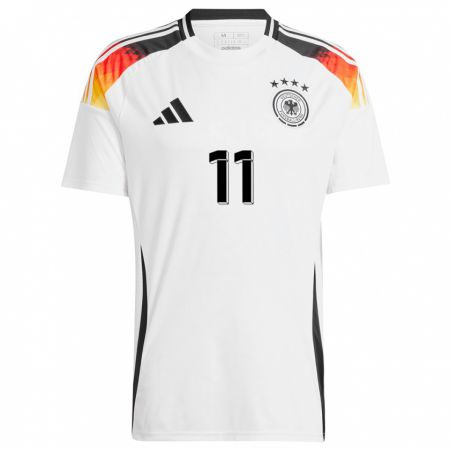 Kandiny Niño Camiseta Alemania Ramona Petzelberger #11 Blanco 1ª Equipación 24-26 La Camisa