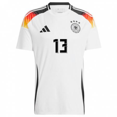 Kandiny Niño Camiseta Alemania Yannik Keitel #13 Blanco 1ª Equipación 24-26 La Camisa