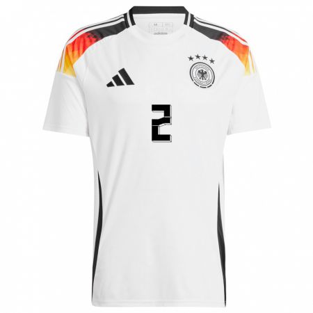 Kandiny Niño Camiseta Alemania Antonio Rudiger #2 Blanco 1ª Equipación 24-26 La Camisa