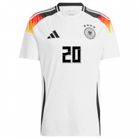 Kandiny Niño Camiseta Alemania Brajan Gruda #20 Blanco 1ª Equipación 24-26 La Camisa