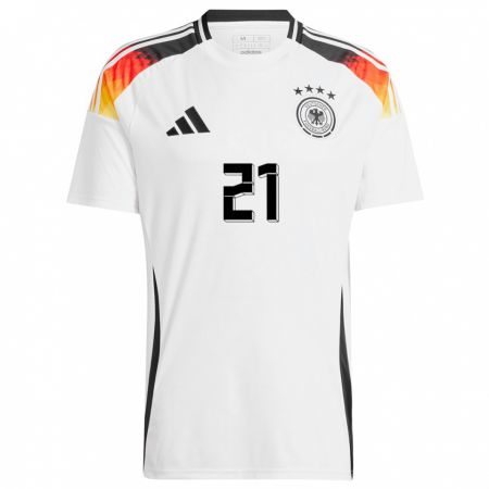 Kandiny Kinder Deutschland Faride Alidou #21 Weiß Heimtrikot Trikot 24-26 T-Shirt Österreich