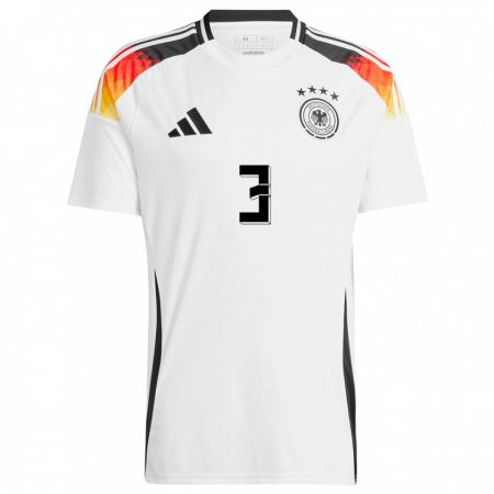 Kandiny Niño Camiseta Alemania Marcel Halstenberg #3 Blanco 1ª Equipación 24-26 La Camisa