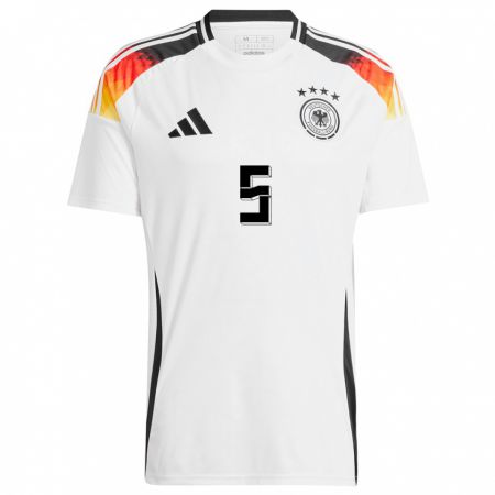 Kandiny Niño Camiseta Alemania Thilo Kehrer #5 Blanco 1ª Equipación 24-26 La Camisa