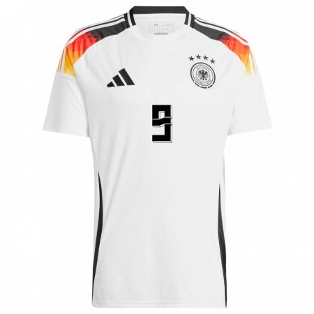 Kandiny Niño Camiseta Alemania Kevin Volland #9 Blanco 1ª Equipación 24-26 La Camisa