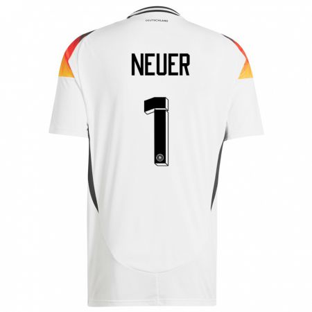 Kandiny Kinderen Duitsland Manuel Neuer #1 Wit Thuisshirt Thuistenue 24-26 T-Shirt België