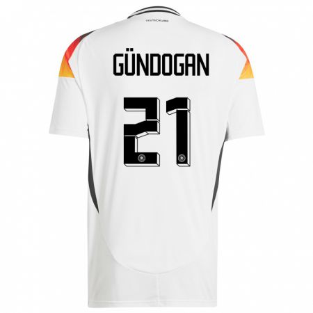 Kandiny Bambino Maglia Germania Ilkay Gundogan #21 Bianco Kit Gara Home 24-26 Maglietta