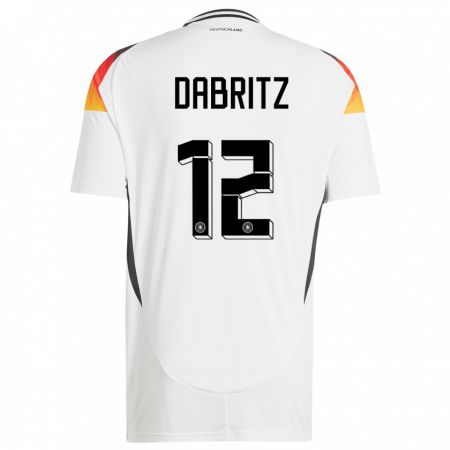 Kandiny Niño Camiseta Alemania Sara Dabritz #12 Blanco 1ª Equipación 24-26 La Camisa