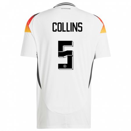 Kandiny Niño Camiseta Alemania Nnamdi Collins #5 Blanco 1ª Equipación 24-26 La Camisa