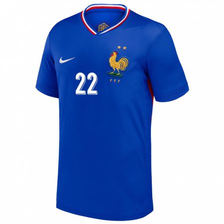 Kandiny Bambino Maglia Francia Nathan Ngoumou #22 Blu Kit Gara Home 24-26 Maglietta