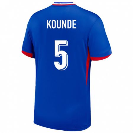 Kandiny Kinder Frankreich Jules Kounde #5 Blau Heimtrikot Trikot 24-26 T-Shirt Österreich