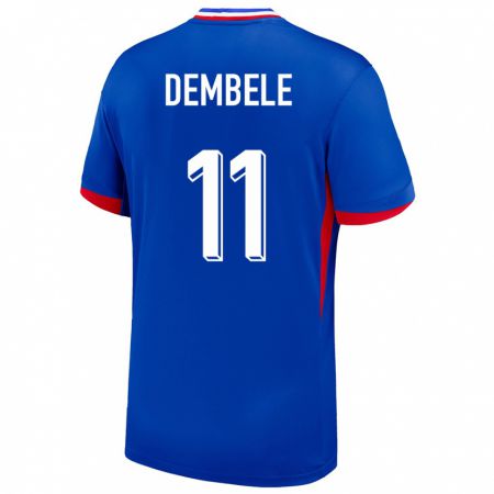 Kandiny Bambino Maglia Francia Ousmane Dembele #11 Blu Kit Gara Home 24-26 Maglietta