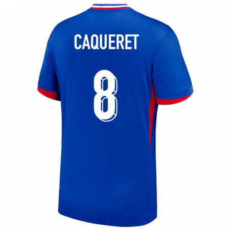 Kandiny Kinderen Frankrijk Maxence Caqueret #8 Blauw Thuisshirt Thuistenue 24-26 T-Shirt België