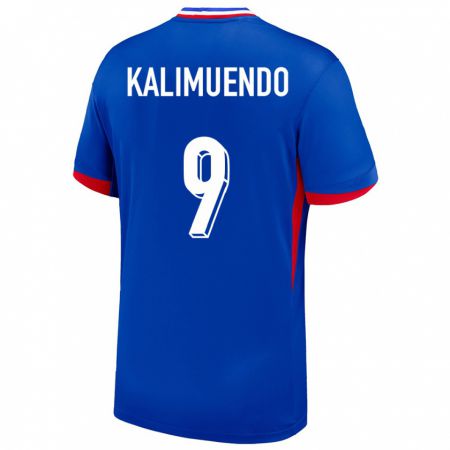 Kandiny Bambino Maglia Francia Arnaud Kalimuendo #9 Blu Kit Gara Home 24-26 Maglietta