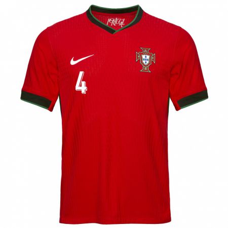 Kandiny Kinderen Portugal Ruben Dias #4 Rood Thuisshirt Thuistenue 24-26 T-Shirt België