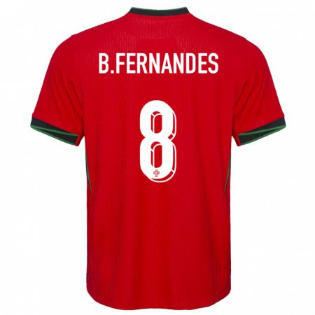 Kandiny Kinderen Portugal Bruno Fernandes #8 Rood Thuisshirt Thuistenue 24-26 T-Shirt België